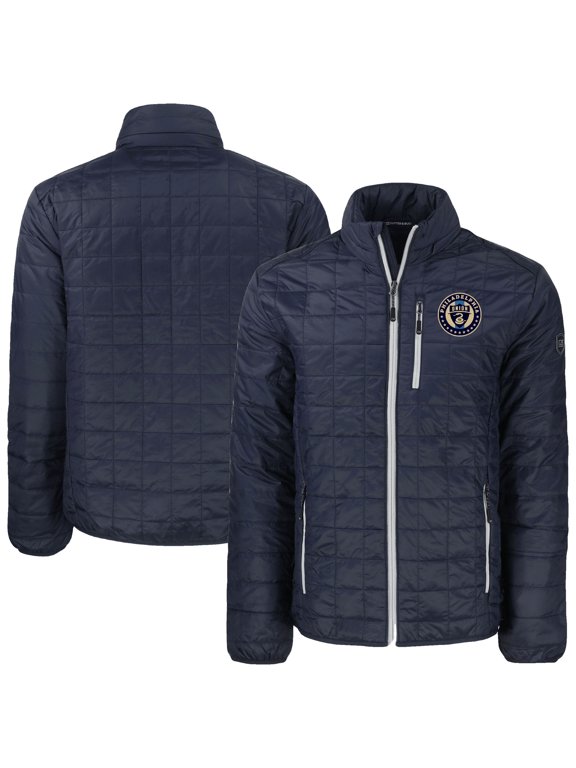 Men's-Cutter & Buck Navy Philadelphia Union Rainier PrimaLoft Eco Insulated Full-Zip Puffer Jacket