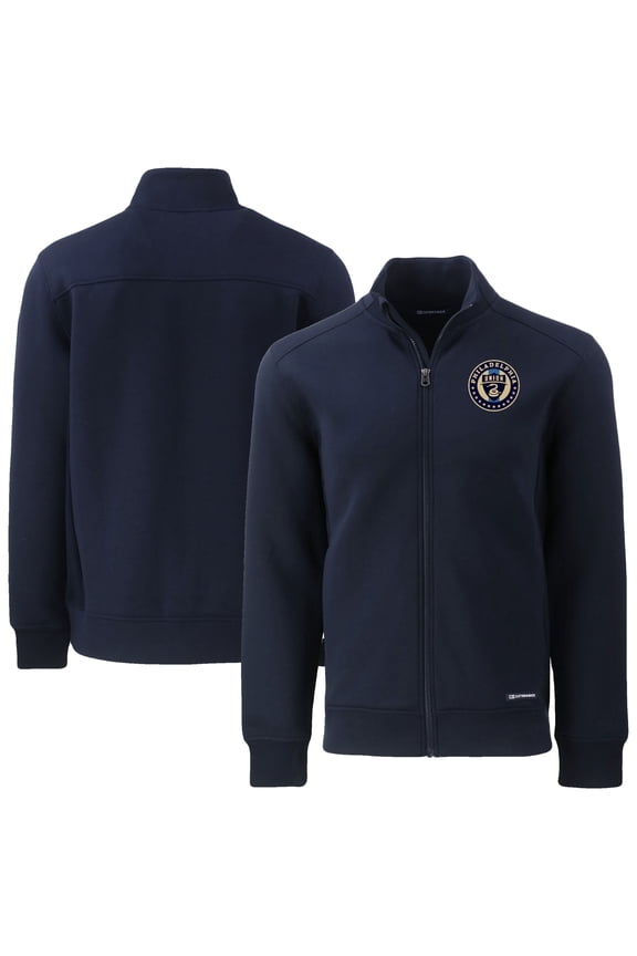 Men's-Cutter & Buck Navy Philadelphia Union Roam Eco Tri-Blend Recycled Full-Zip Jacket