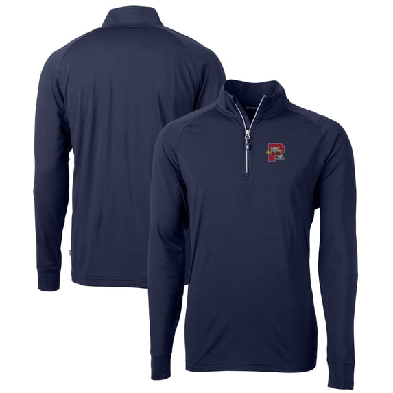 Men's Cutter & Buck Navy Portland Sea Dogs Adapt Eco Knit Stretch Recycled Quarter-Zip Pullover