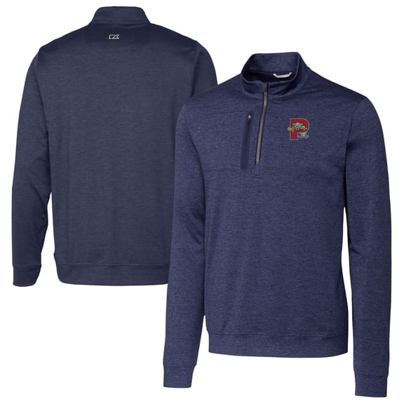 Men's Cutter & Buck  Navy Portland Sea Dogs Big & Tall Stealth Heathered Quarter-Zip Pullover Top
