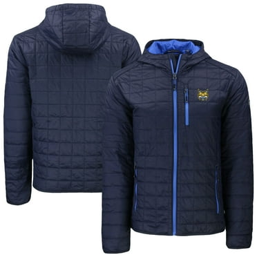 Men's-Cutter & Buck  Navy Quinnipiac Bobcats Rainier Eco PrimaLoft Hooded Full-Zip Jacket