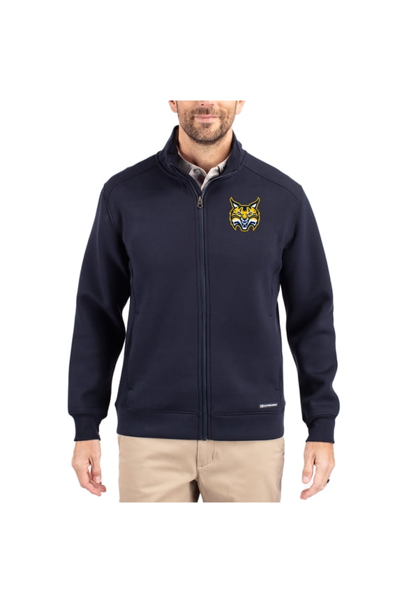Men's-Cutter & Buck Navy Quinnipiac Bobcats Roam Eco Recycled Full-Zip Jacket