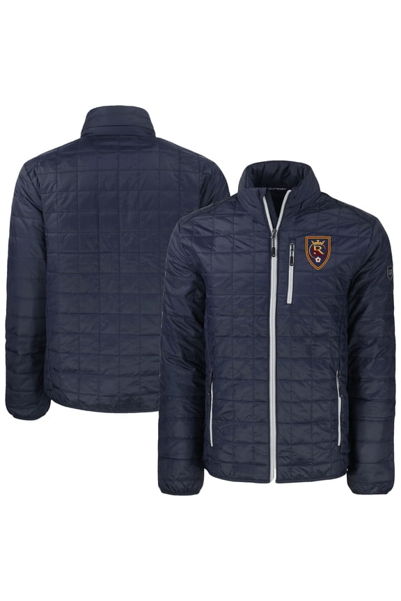 Men's-Cutter & Buck Navy Real Salt Lake Big & Tall Rainier PrimaLoft Eco Insulated Full-Zip Puffer Jacket