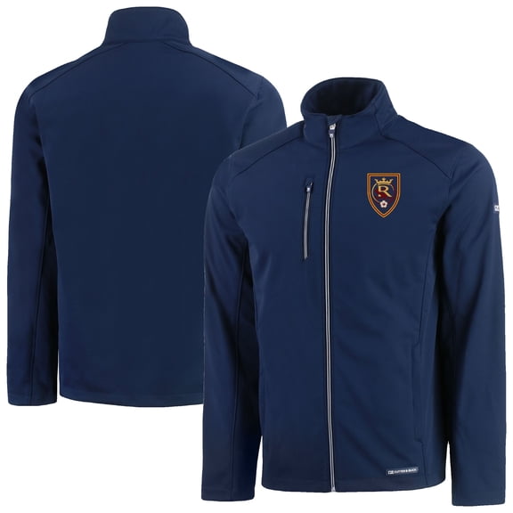 Men's-Cutter & Buck  Navy Real Salt Lake Evoke Eco Softshell Recycled Full-Zip Jacket