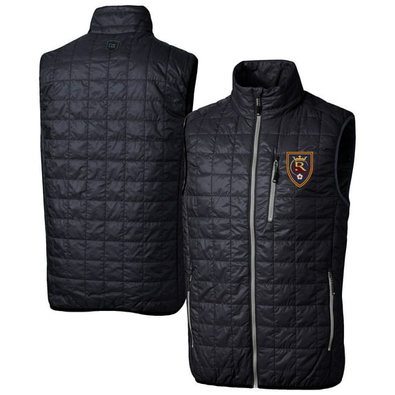 Men's-Cutter & Buck Navy Real Salt Lake Rainier PrimaLoft Eco Insulated Full Zip Puffer Vest