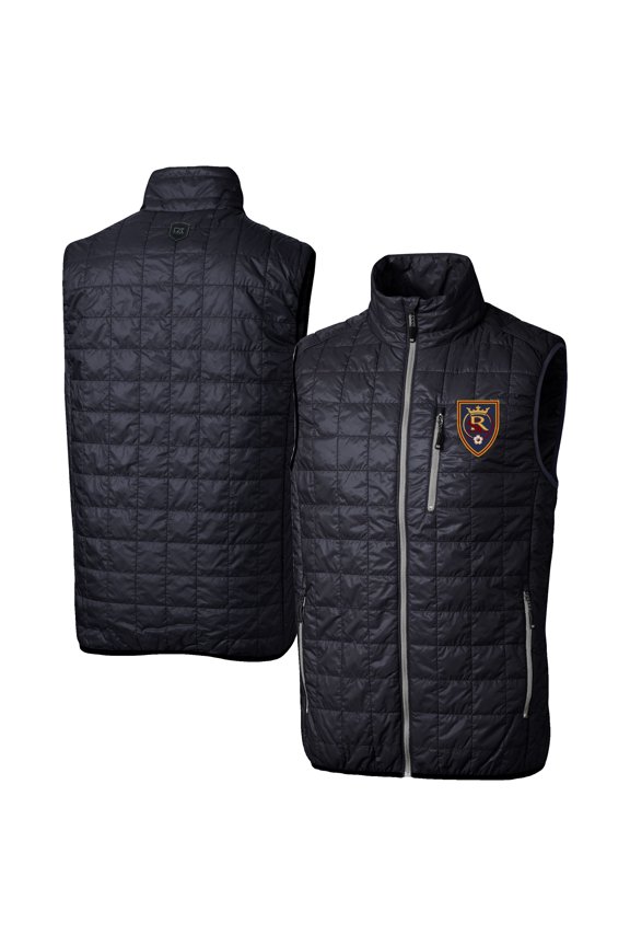 Men's-Cutter & Buck Navy Real Salt Lake Rainier PrimaLoft Eco Insulated Full Zip Puffer Vest
