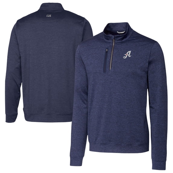 Men's Cutter & Buck Navy Reno Aces Big & Tall Stealth Heathered Quarter-Zip Pullover Top