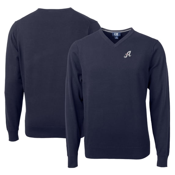 Men's Cutter & Buck Navy Reno Aces Lakemont Tri-Blend V-Neck Pullover Sweater