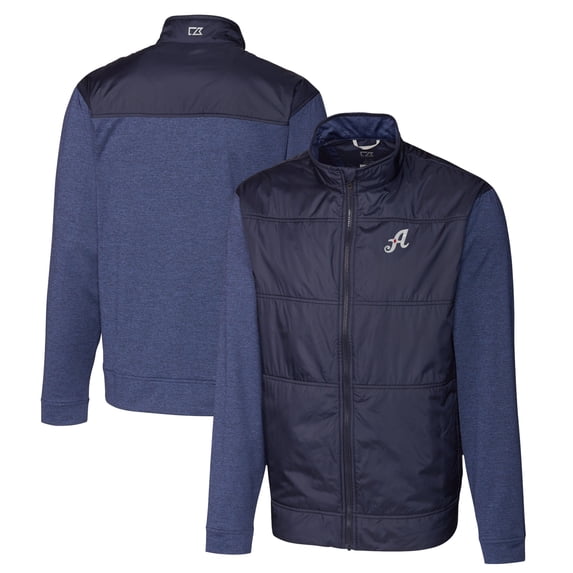 Men's Cutter & Buck Navy Reno Aces Stealth Hybrid Quilted Full-Zip Windbreaker Jacket