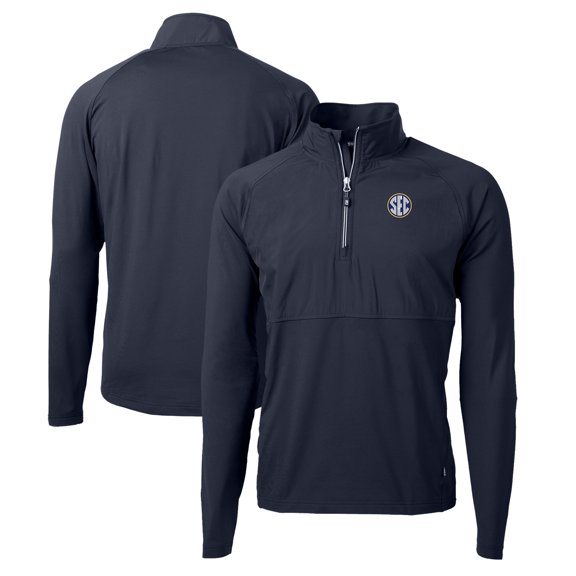 Men's Cutter & Buck  Navy SEC Gear Adapt Eco Knit Hybrid Recycled Quarter-Zip Pullover Top