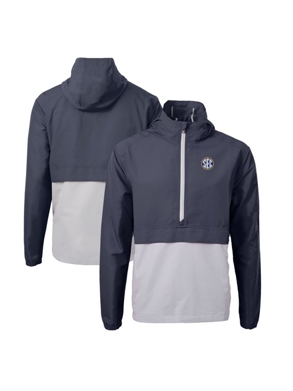 Men's Cutter & Buck Navy SEC Gear Charter Eco Recycled Anorak Half-Zip Jacket