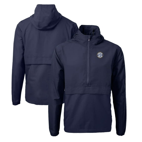 Men's Cutter & Buck  Navy SEC Gear Charter Eco Recycled Anorak Half-Zip Jacket