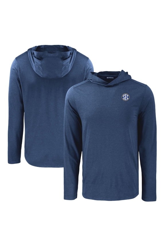 Men's Cutter & Buck Navy SEC Gear Coastline Epic Comfort Eco Recycled Long Sleeve Hoodie T-Shirt