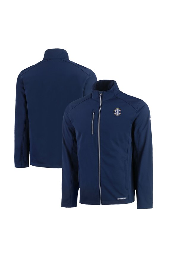 Men's Cutter & Buck Navy SEC Gear Evoke Eco Softshell Recycled Full-Zip Jacket