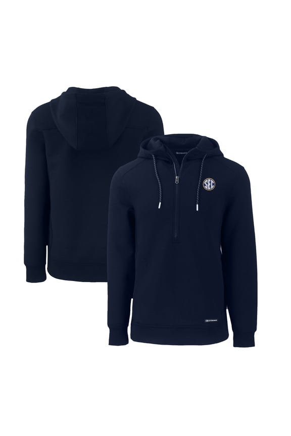 Men's Cutter & Buck Navy SEC Gear Roam Eco Recycled Half-Zip Pullover Hoodie