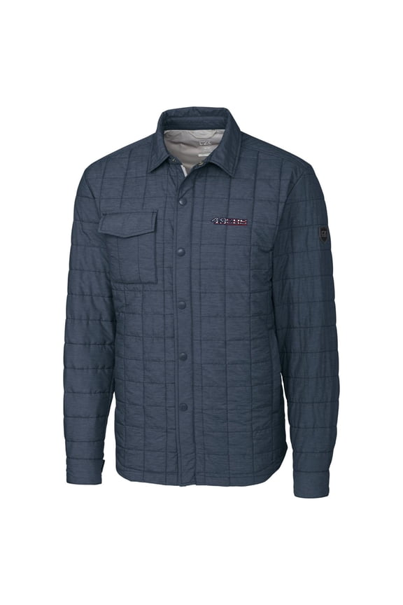 Men's Cutter & Buck Navy San Francisco 49ers Americana Rainier Full-Snap Shirt Jacket