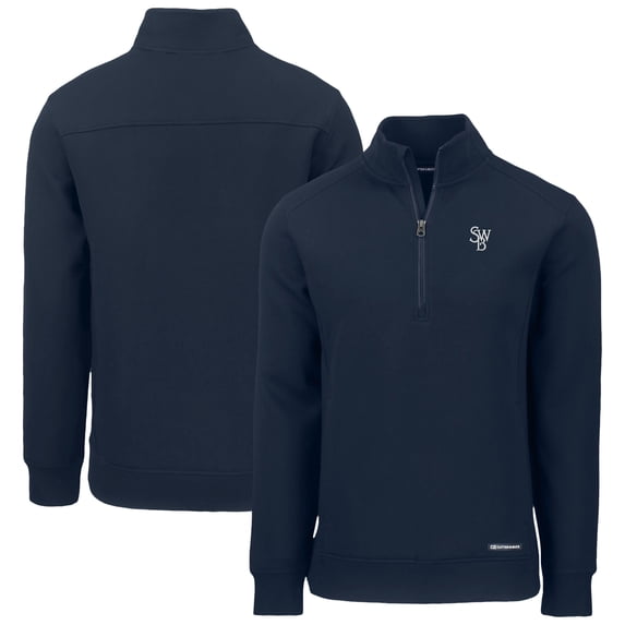 Men's Cutter & Buck Navy Scranton Wilkes-Barre RailRiders Roam Eco Recycled Quarter-Zip Pullover