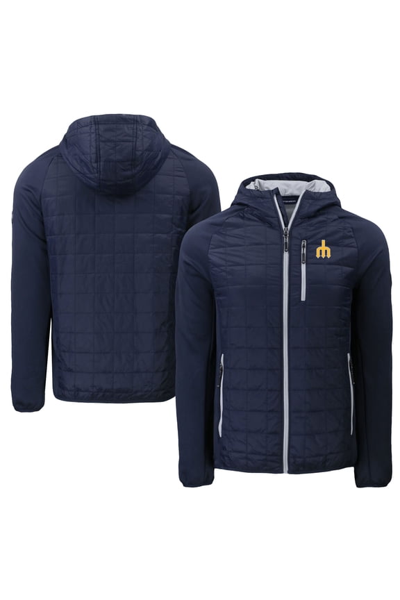 Men's Cutter & Buck Navy Seattle Mariners Cooperstown Collection Rainier Primaloft Eco Full-Zip Hybrid Jacket