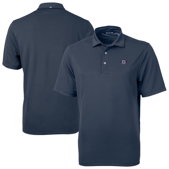 Men's Cutter & Buck Navy Seattle Mariners Virtue Eco Pique Recycled Polo