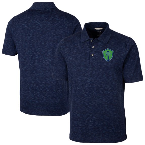 Men's-Cutter & Buck Navy Seattle Sounders FC Advantage Tri-Blend Space Dye Polo