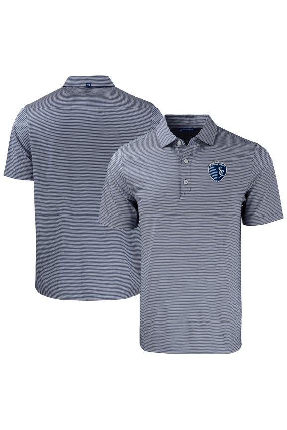 Men's-Cutter & Buck Navy Sporting Kansas City Big & Tall Forge Eco Double Stripe Stretch Recycled Polo
