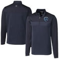 thumbnail image 1 of Men's-Cutter & Buck Navy Sporting Kansas City Traverse Stretch Eco Stripe Tri-Blend Quarter-Zip Top, 1 of 3