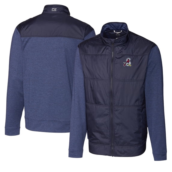 Men's Cutter & Buck Navy Springfield Cardinals Big & Tall Stealth Hybrid Quilted Full-Zip Windbreaker Jacket