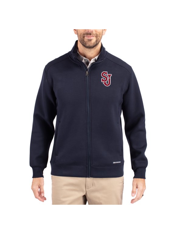 Men's-Cutter & Buck Navy St. John's Red Storm Roam Eco Recycled Full-Zip Jacket