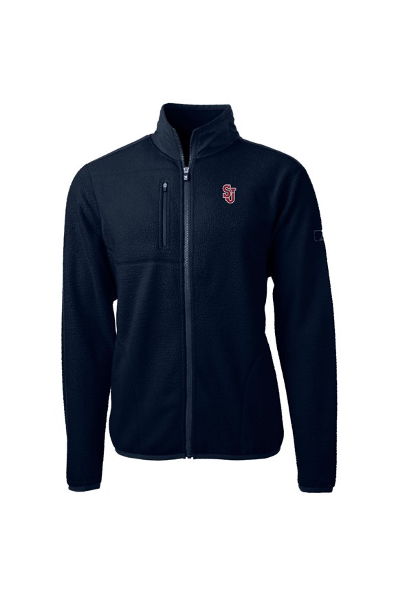 Men's Cutter & Buck Navy St. John's Red Storm Team Logo Cascade Eco Sherpa Fleece Full-Zip Jacket