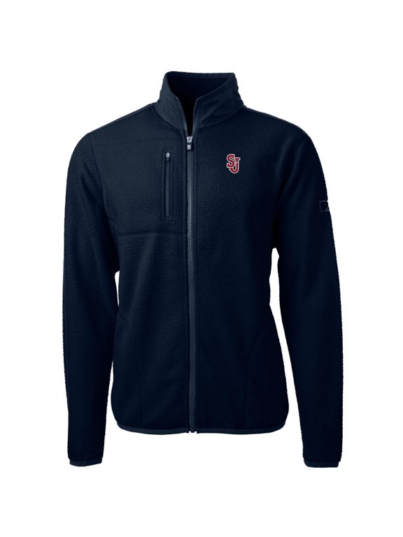 Men's Cutter & Buck Navy St. John's Red Storm Team Logo Cascade Eco Sherpa Fleece Full-Zip Jacket