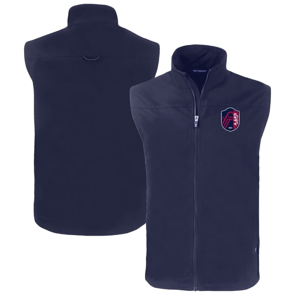 Men's-Cutter & Buck  Navy St. Louis City SC Charter Eco Recycled Full-Zip Vest