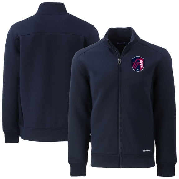 Men's-Cutter & Buck  Navy St. Louis City SC Roam Eco Tri-Blend Recycled Full-Zip Jacket