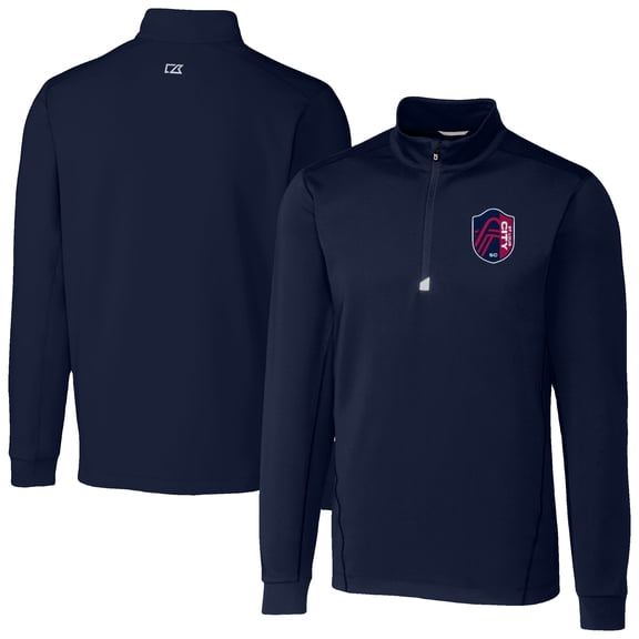 Men's-Cutter & Buck  Navy St. Louis City SC Traverse Stretch Eco Quarter-Zip Pullover Top