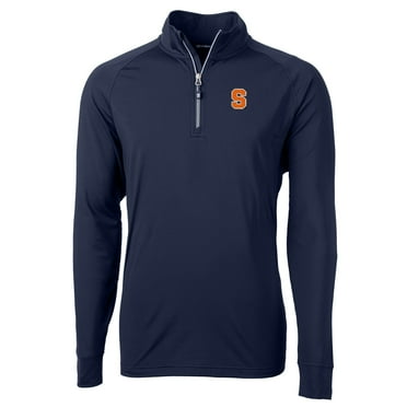 Men's Cutter & Buck Navy Syracuse Orange Big & Tall Adapt Eco Knit Quarter-Zip Pullover Jacket