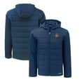 thumbnail image 1 of Men's Cutter & Buck Navy Syracuse Orange Big & Tall Evoke Hybrid Eco Softshell Recycled Full-Zip Hooded PrimaLoft Jacket, 1 of 3