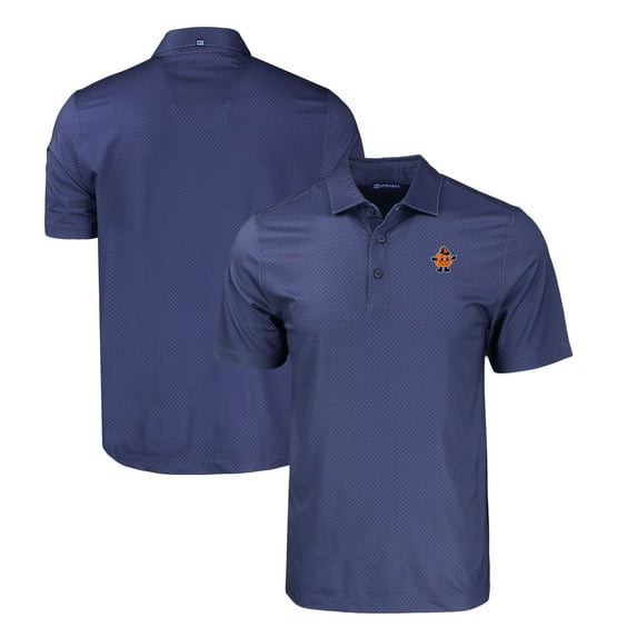 Men's Cutter & Buck Navy Syracuse Orange Big & Tall Pike Eco Tonal Geo Print Stretch Recycled Polo