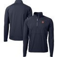 thumbnail image 1 of Men's Cutter & Buck  Navy Syracuse Orange DryTec Adapt Eco Knit Hybrid Recycled Raglan Quarter-Zip Jacket, 1 of 3
