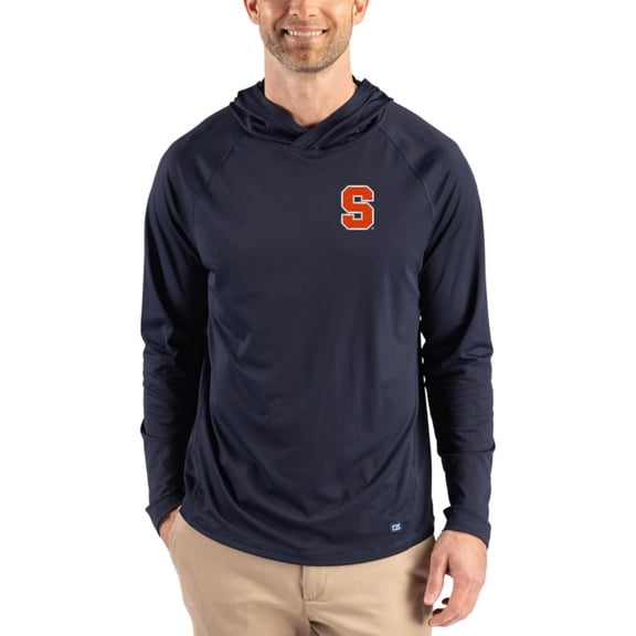 Men's Cutter & Buck Navy Syracuse Orange Prospect Recycled Featherlight Stretch Hoodie