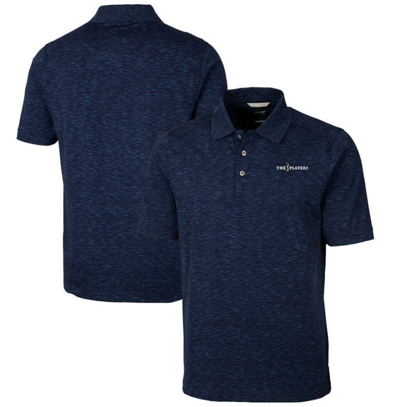 Men's Cutter & Buck Navy THE PLAYERS Big & Tall DryTec Advantage Tri-Blend Space Dye Polo