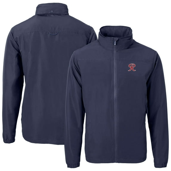 Men's Cutter & Buck Navy Tacoma Rainiers Big & Tall Charter Eco Knit Recycled Full-Zip Jacket