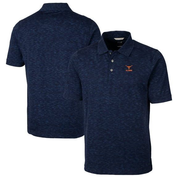 Men's Cutter & Buck Navy Texas Longhorns Alumni Logo Advantage Space Dye Tri-Blend DryTec Polo