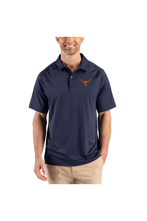 Men's Cutter & Buck Navy Texas Longhorns Recycled Featherlight Stretch Sport Polo