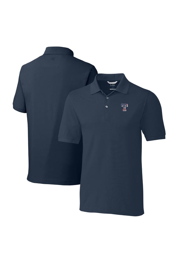 Men's Cutter & Buck Navy Texas Rangers Big & Tall Americana Advantage Pique DryTec Tri-Blend Polo