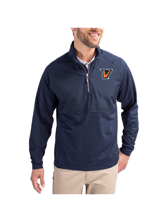 Men's Cutter & Buck Navy Texas-Rio Grande Valley Vaqueros Adapt Eco Knit Hybrid Recycled Quarter-Zip Jacket