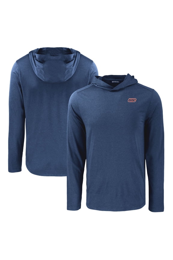 Men's Cutter & Buck Navy UIC Flames Coastline Epic Comfort Eco Recycled Long Sleeve Hoodie T-Shirt