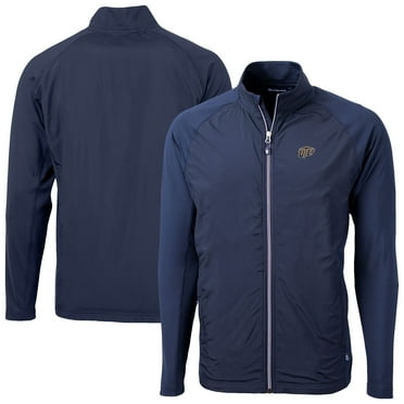 Men's Cutter & Buck  Navy UTEP Miners Adapt Eco Knit Hybrid Recycled Full-Zip Jacket