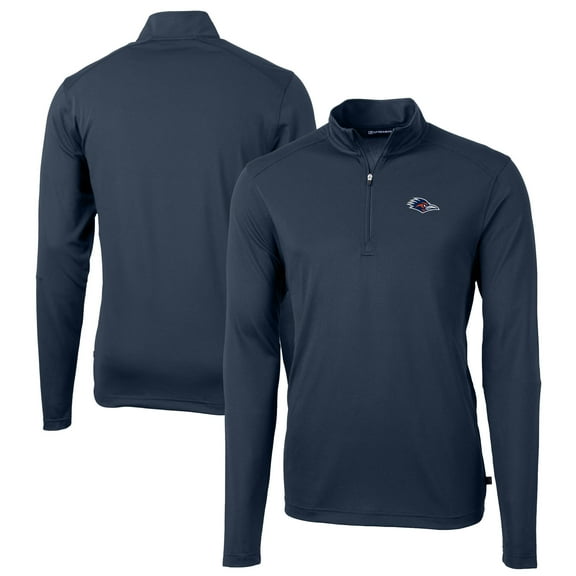 Men's Cutter & Buck  Navy UTSA Roadrunners  Virtue Eco Pique Recycled Quarter-Zip DryTec Top