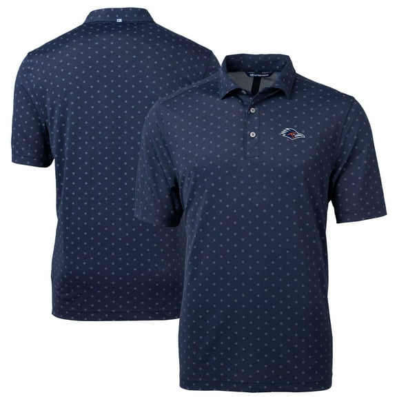Men's Cutter & Buck Navy UTSA Roadrunners Virtue Eco Pique Tile Print Recycled DryTec Polo