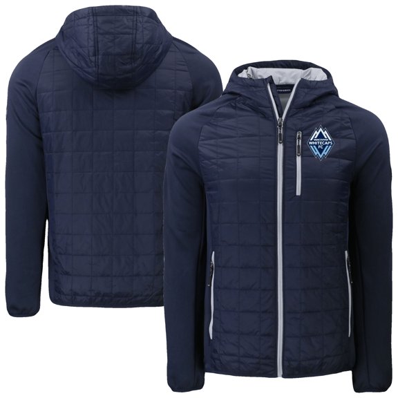 Men's-Cutter & Buck  Navy Vancouver Whitecaps FC Rainier Primaloft Eco Full-Zip Hybrid Hooded Jacket
