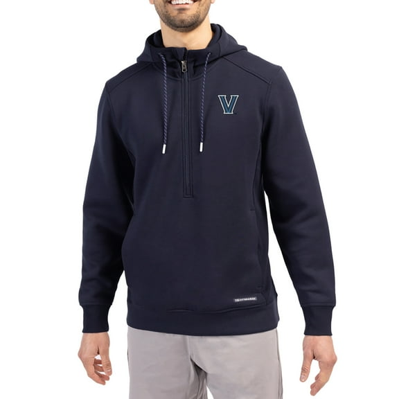 Men's-Cutter & Buck Navy Villanova Wildcats Roam Eco Recycled Half-Zip Pullover Hoodie